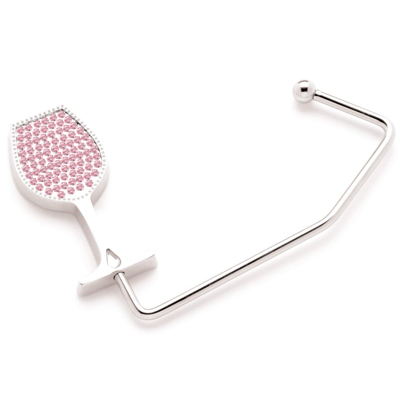Chris's Stuff Wine Lover's Purse Hook - Portable Handbag Holder - Table/Desk Hanger with Wine Glass Rhinestone Design - Crystal - Image 1